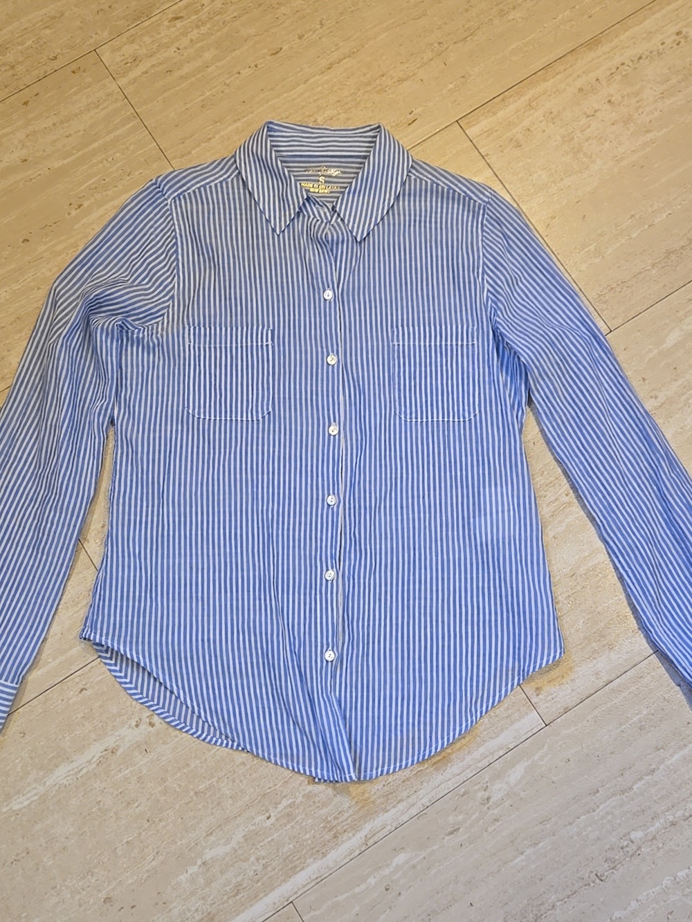Lilly Pulitzer Cotton Sea View Blue/White Oxford Button-Down